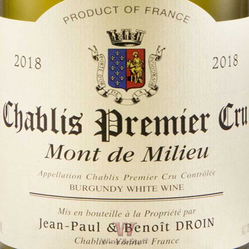 Jean-Paul & Benoit Droin Chablis Mont de Milieu 2018 Branco