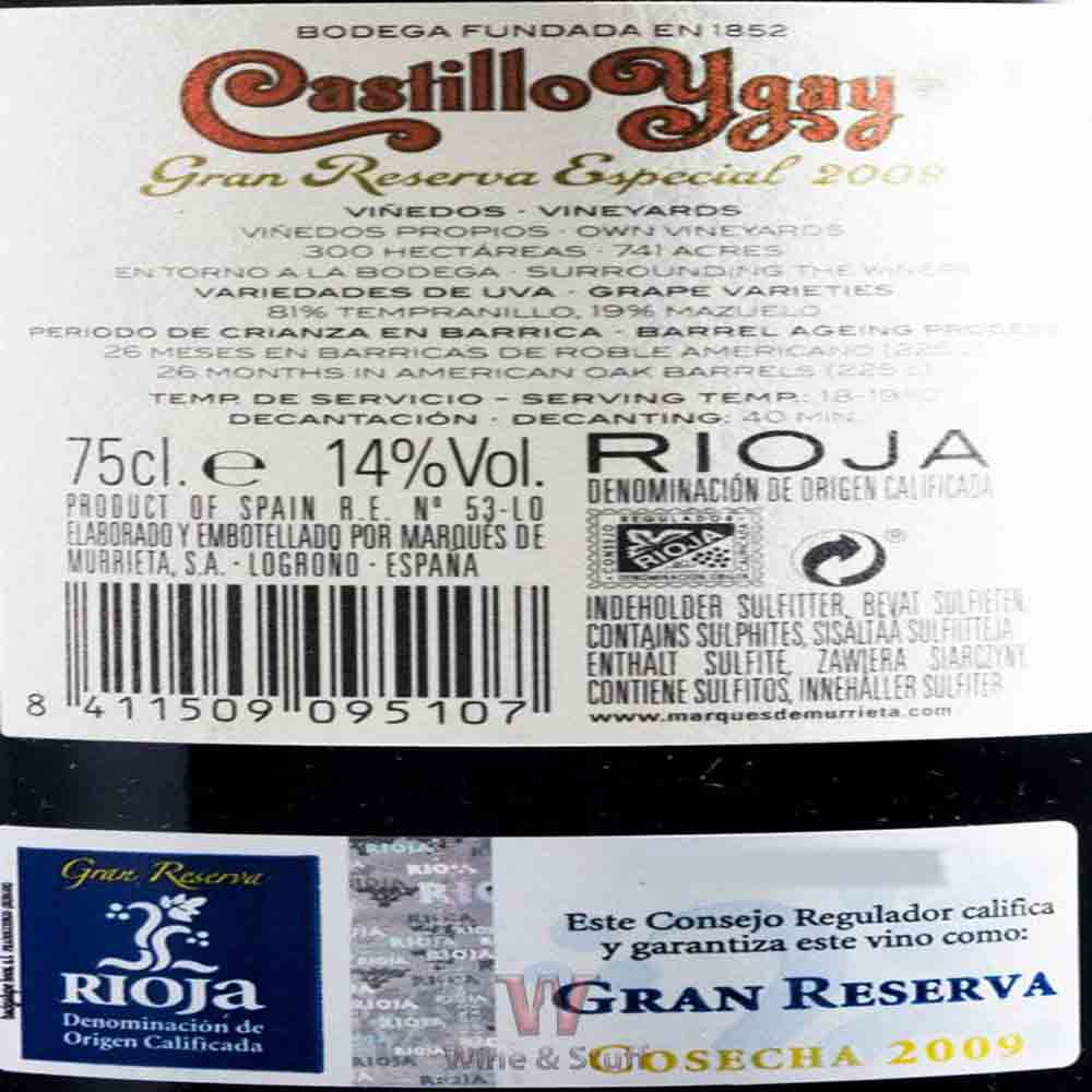 Castillo Ygay Gran Reserva Especial Marqués Murrieta 2009 Tinto